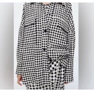 Zara Black and White Checkered Jacket
